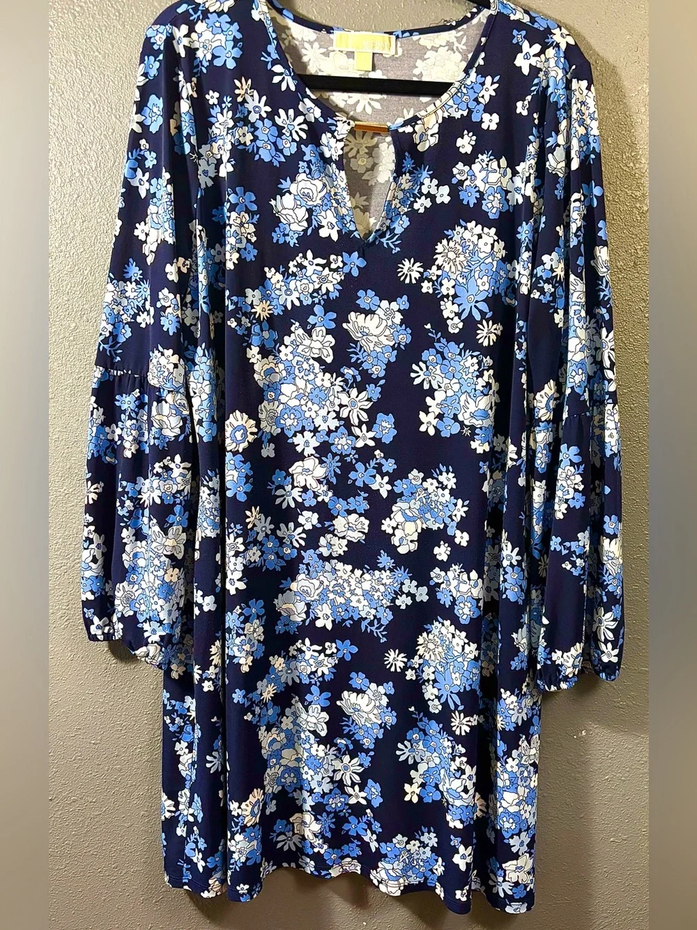 Michael Kors Navy Floral Tunic Dress with Blue & White Blooms